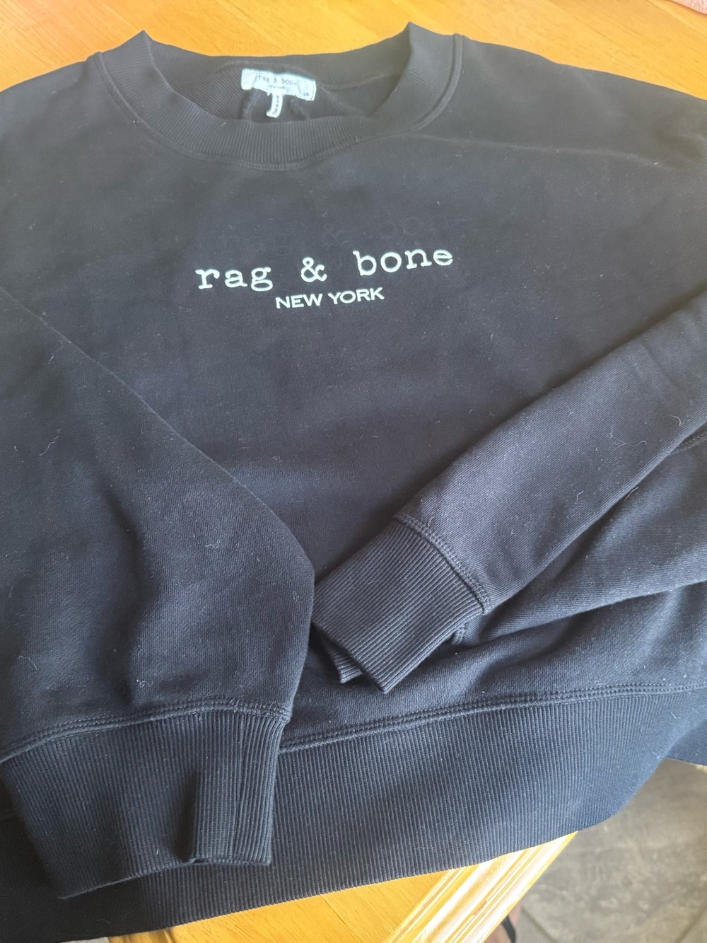 rag & bone Black Crewneck Sweatshirt with White Logo